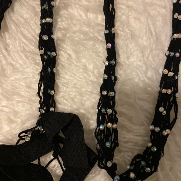 Black knee high  Rhinestone 💎 fishnet stockings - Picture 2 of 3